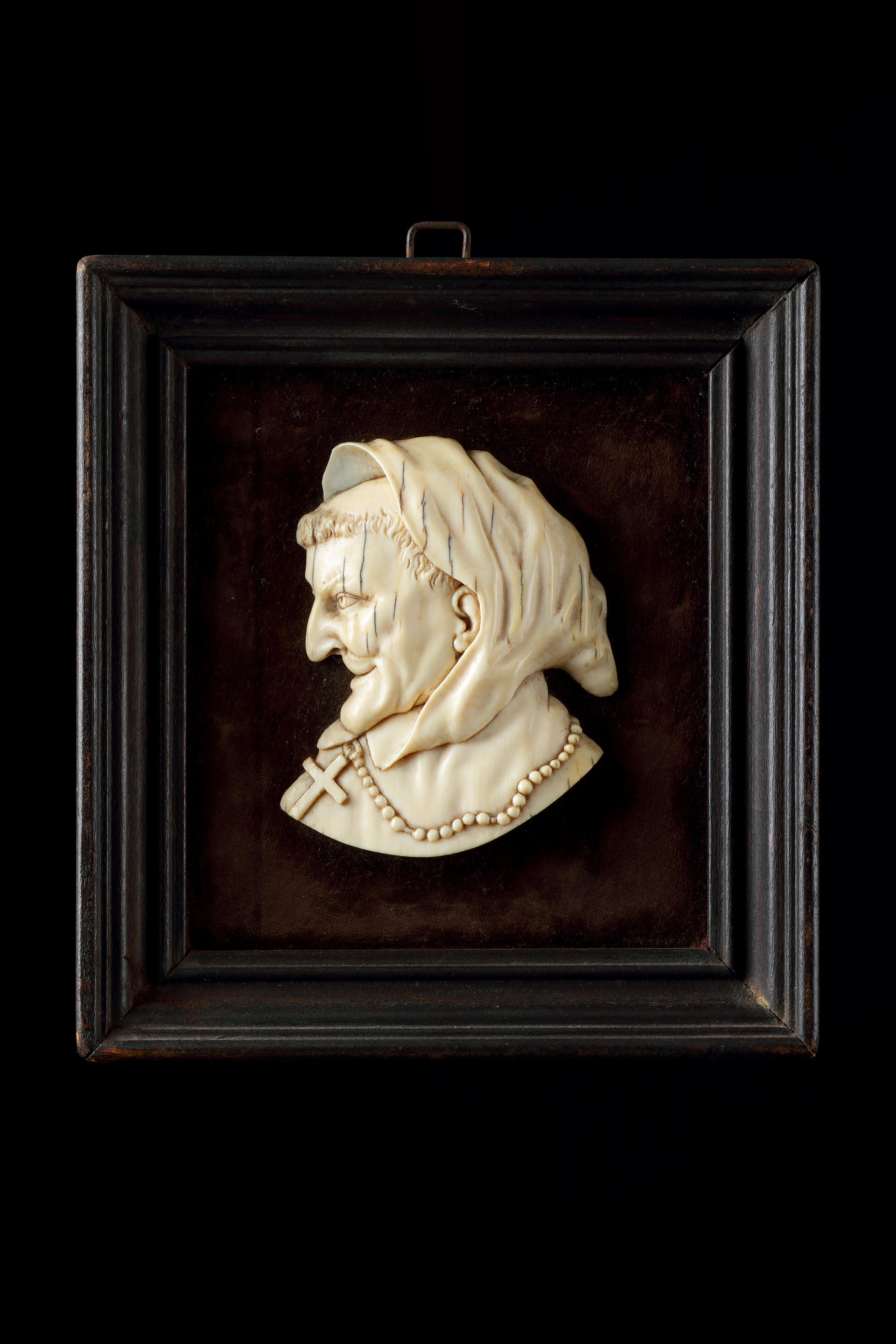 Interesting Set of Twelve Ivory Historical Caricature Portrait Reliefs Depicting some of the Leading Catholic Clergy Responsible for the Revocation of the Edict of Nantes in 1685